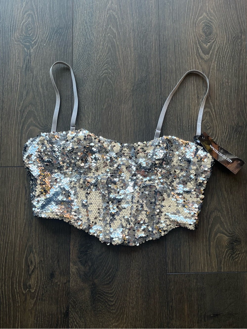 Clubexx Dolls Kill Sequin Cropped Tank Top